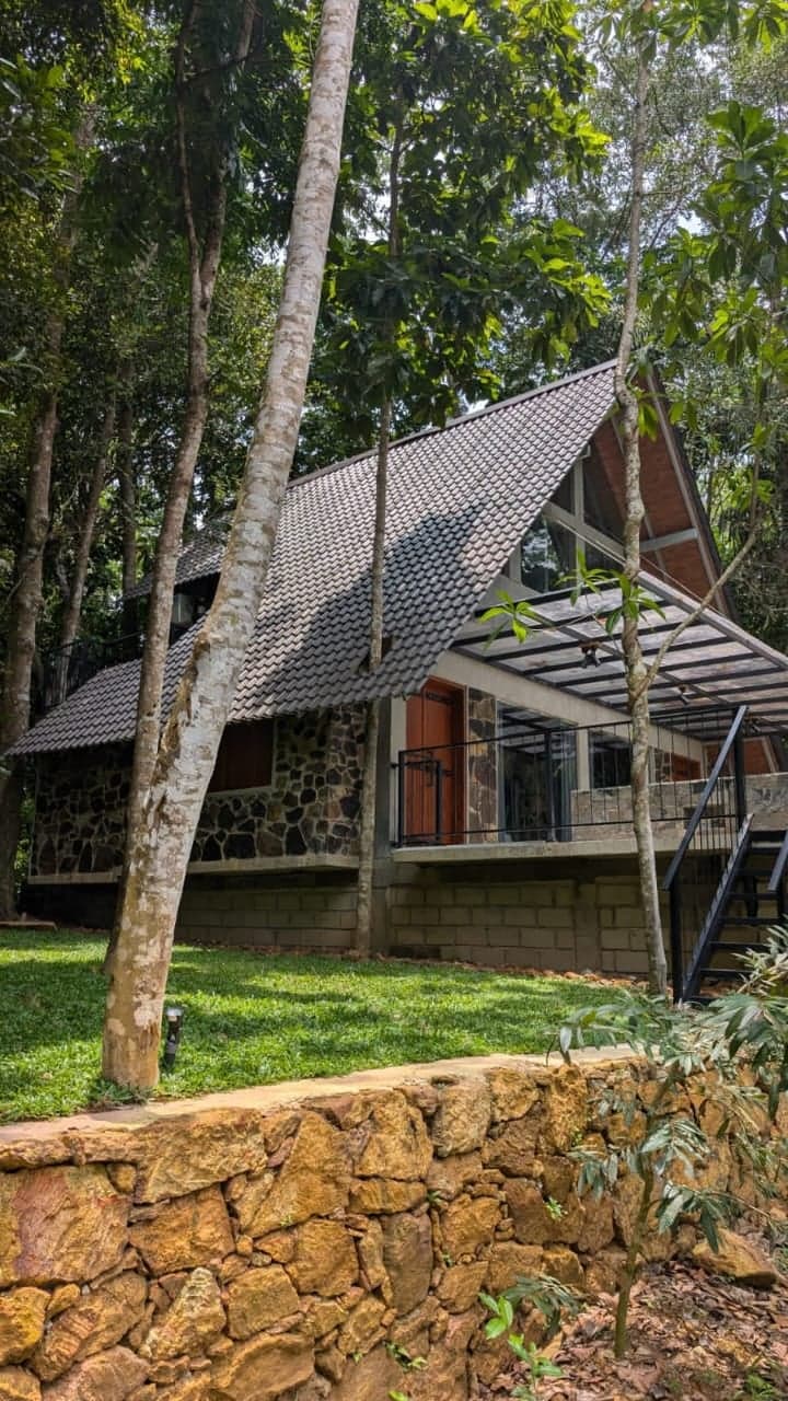 The A-frame among the trees at Leisure Land, Galle
