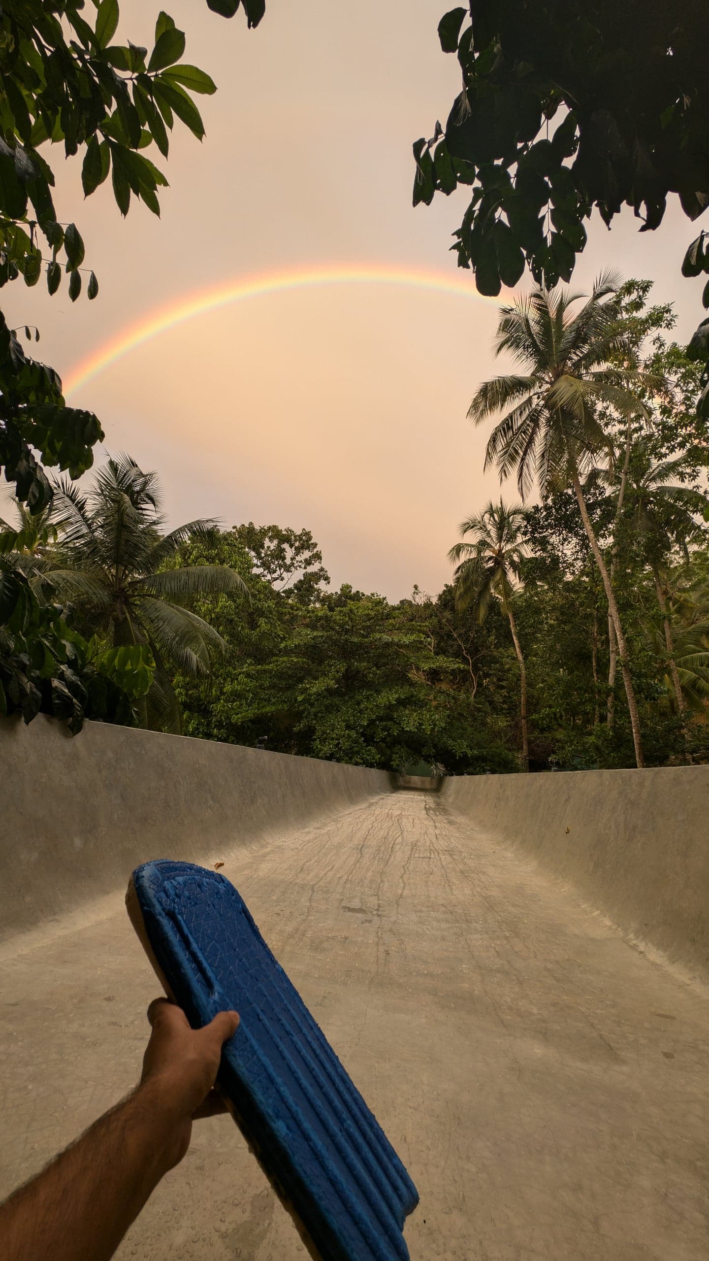 The Jungle Plunge, rainbow in the spray at Leisure Land, Galle